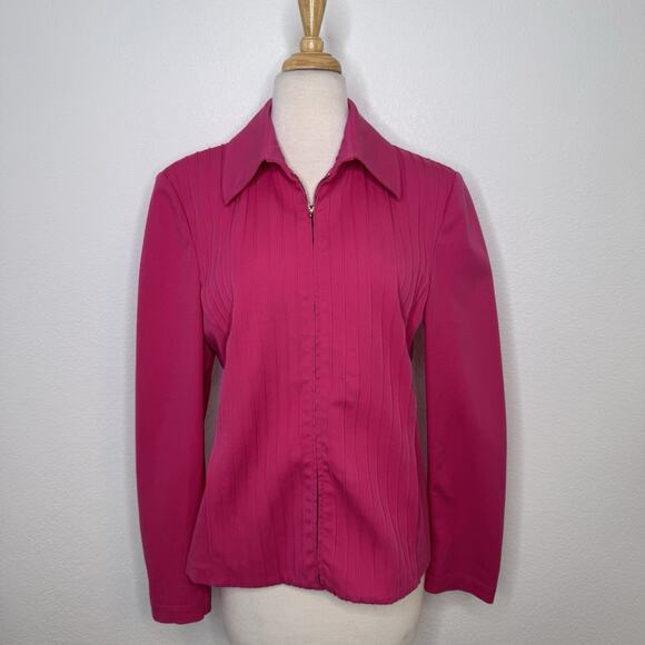 St John Sport Womens Blazer Jacket Size M Pink Cotton Stretch Full